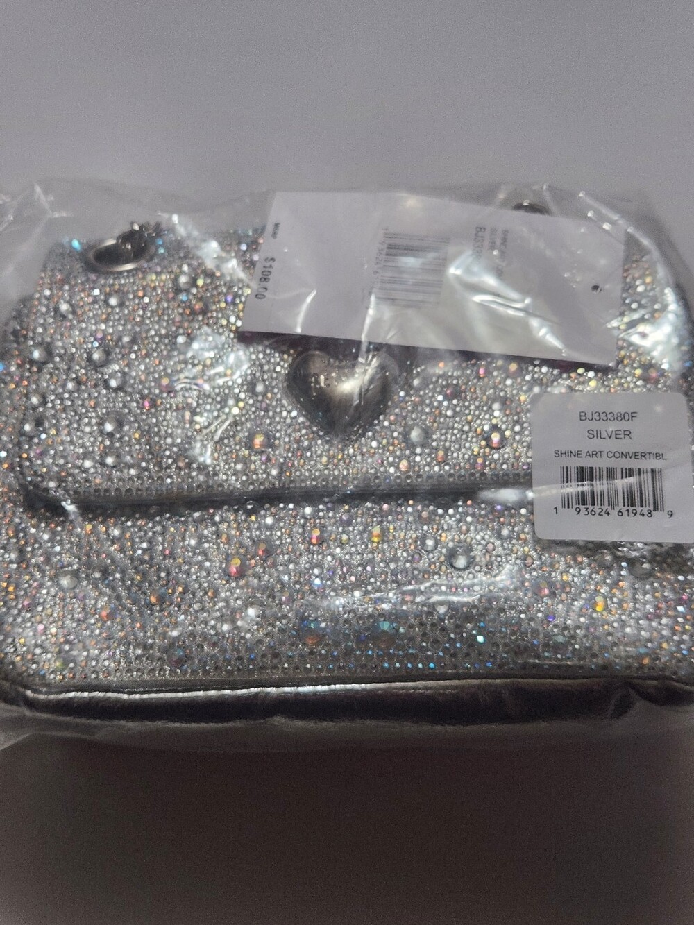 Betsey Johnson Rhinestone Shoulder Bag - Silver